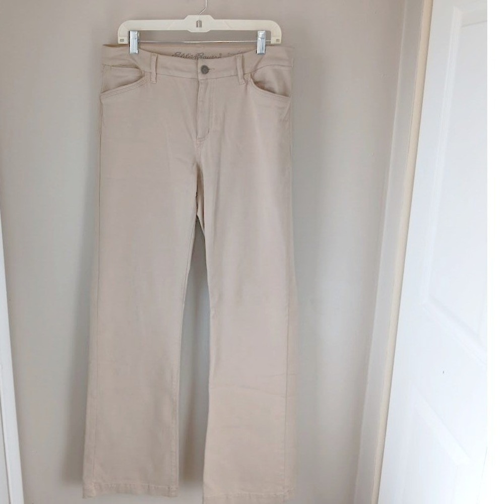Eddie Bauer Trouser Pants Women 12 Tan Curvy Fit Khaki‎ Stretch Tall